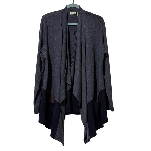 LOGO Lounge Womens Size L Gray Waterfall Cardigan Machine Washable Made In USA - Picture 1 of 6